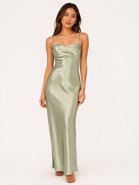 NWOT Satin Slip Maxi Dress in Sage Green Size XL